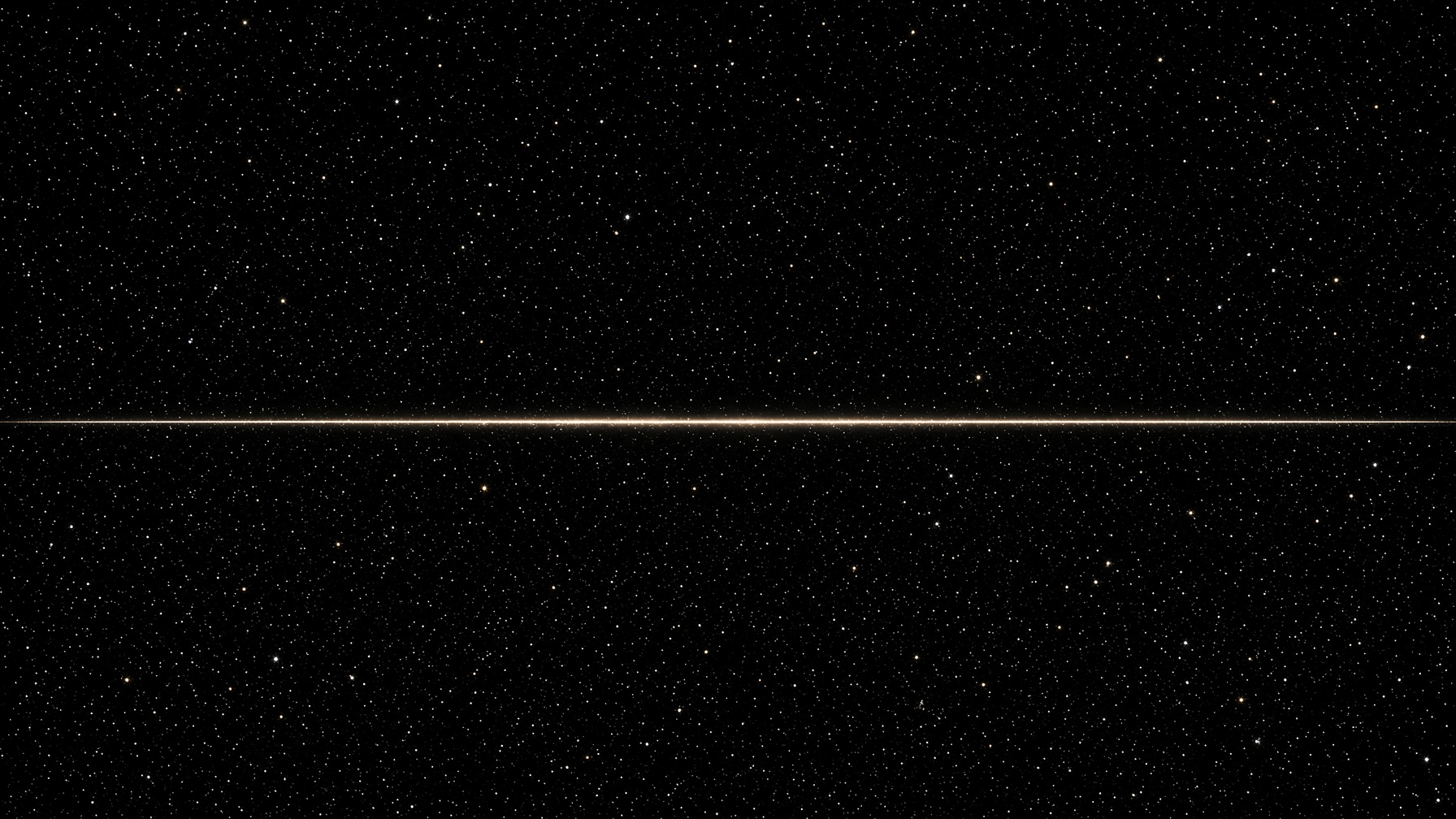 A filament of warm light through a black field of stars.